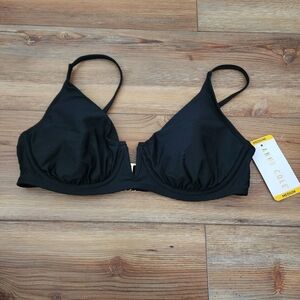 Anne Cole Bikini Top Womens M Black V-Wire NEW